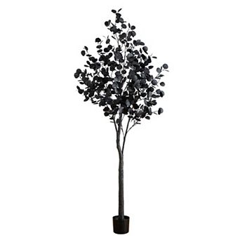nearly natural 7-ft. Pre-Lit Artificial Black Eucalyptus Tree with 420 LED Lights
