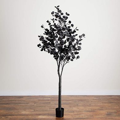 nearly natural 7-ft. Pre-Lit Artificial Black Eucalyptus Tree with 420 LED Lights