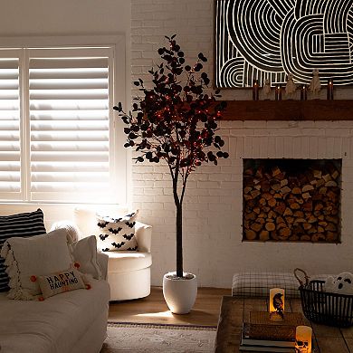 nearly natural 7-ft. Pre-Lit Artificial Black Eucalyptus Tree with 420 LED Lights