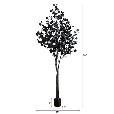 nearly natural 7-ft. Pre-Lit Artificial Black Eucalyptus Tree with 420 LED Lights