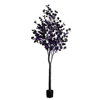 nearly natural 7-ft. Pre-Lit Artificial Black Eucalyptus Tree with 420 LED Lights