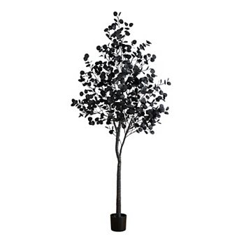 nearly natural 8-ft. Pre-Lit Artificial Halloween Eucalyptus Tree with LED Lights