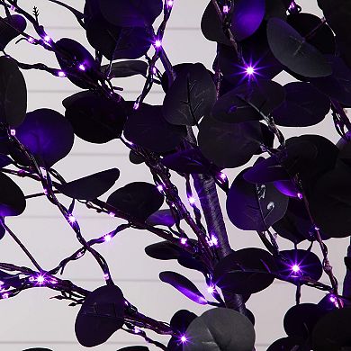 nearly natural 8-ft. Pre-Lit Artificial Halloween Eucalyptus Tree with LED Lights