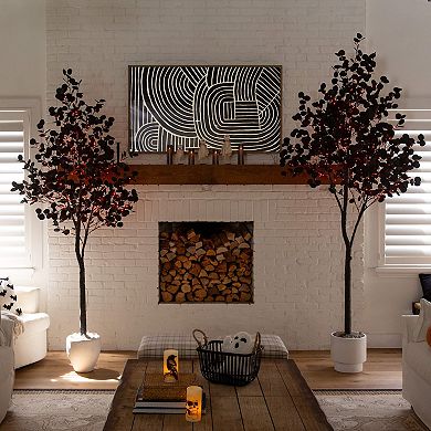 nearly natural 8-ft. Pre-Lit Artificial Halloween Eucalyptus Tree with LED Lights