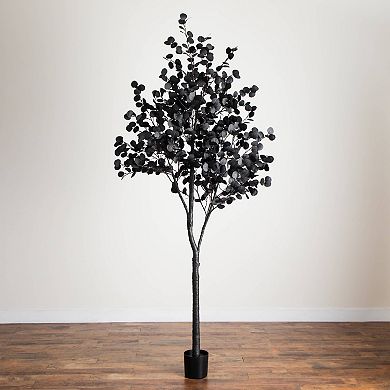 nearly natural 9-ft. Pre-Lit Artificial Black Eucalyptus Tree with 700 LED Lights
