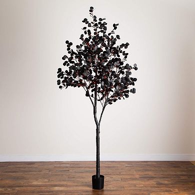 nearly natural 9-ft. Pre-Lit Artificial Black Eucalyptus Tree with 700 LED Lights