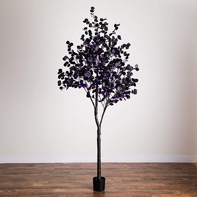 nearly natural 9-ft. Pre-Lit Artificial Black Eucalyptus Tree with 700 LED Lights