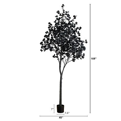 nearly natural 9-ft. Pre-Lit Artificial Black Eucalyptus Tree with 700 LED Lights