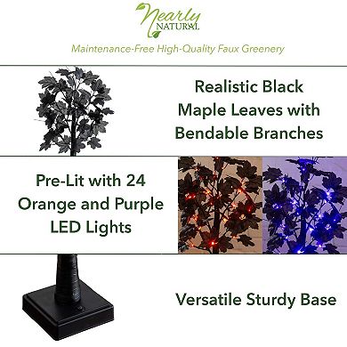 nearly natural 2-ft. Pre-Lit Artificial Halloween Black Maple Tree with LED Lights