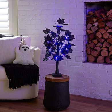 nearly natural 2-ft. Pre-Lit Artificial Halloween Black Maple Tree with LED Lights