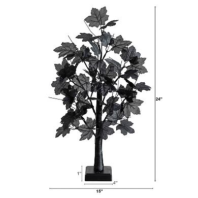 nearly natural 2-ft. Pre-Lit Artificial Halloween Black Maple Tree with LED Lights
