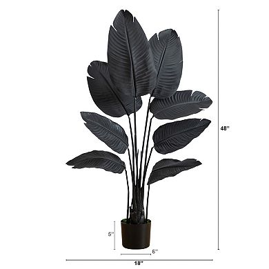 Nearly Natural 4-ft. Artificial Black Travelers Palm Tree
