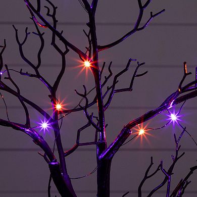 Nearly Natural 2-ft. Pre-Lit Artificial Halloween Twig Tree with Bats & LED Lights