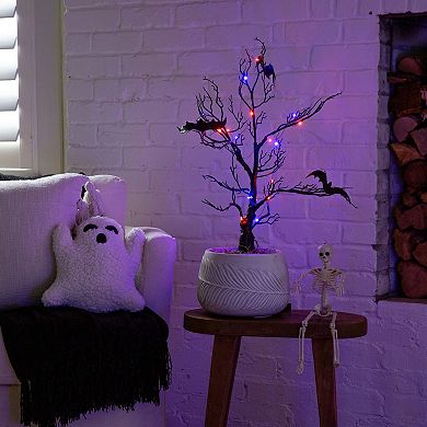 Nearly Natural 2-ft. Pre-Lit Artificial Halloween Twig Tree with Bats & LED Lights
