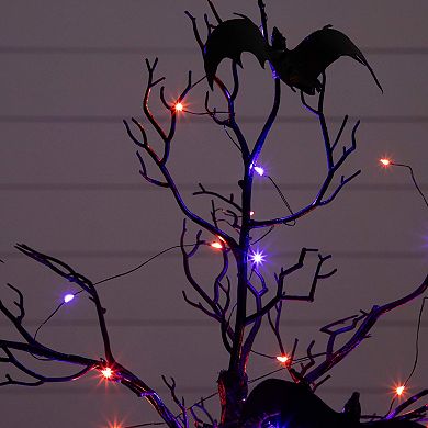 Nearly Natural 3-ft. Pre-Lit Artificial Halloween Twig Tree with Bats & LED Lights