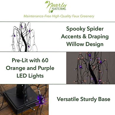 Nearly Natural 4-ft. Pre-Lit Artificial Halloween Twig Tree with Bats & LED Lights