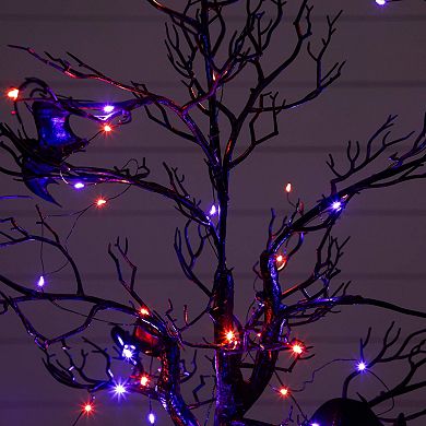 Nearly Natural 4-ft. Pre-Lit Artificial Halloween Twig Tree with Bats & LED Lights