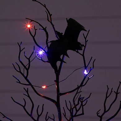 Nearly Natural 4-ft. Pre-Lit Artificial Halloween Twig Tree with Bats & LED Lights