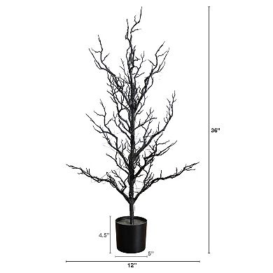 Nearly Natural 3-ft. Pre-Lit Artificial Halloween Twig Tree with LED Lights
