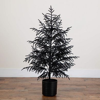 Nearly Natural 4-ft. Artificial Black Norfolk Pine Christmas Tree