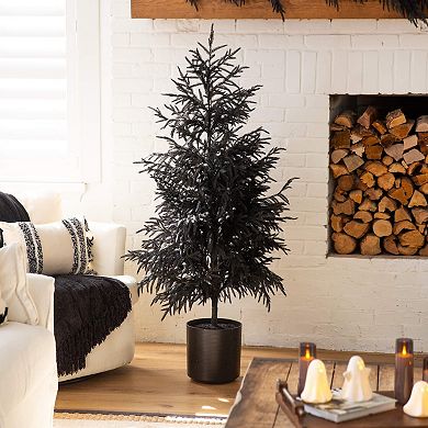 Nearly Natural 5-ft. Artificial Black Norfolk Pine Christmas Tree with Natural Look