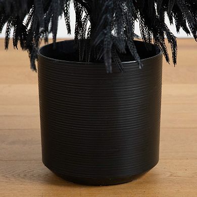 Nearly natural 6ft. Artificial Halloween Real Touch Black Norfolk Pine Christmas Tree with Natural Look