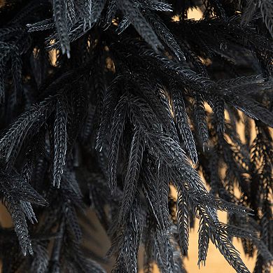 Nearly natural 6ft. Artificial Halloween Real Touch Black Norfolk Pine Christmas Tree with Natural Look