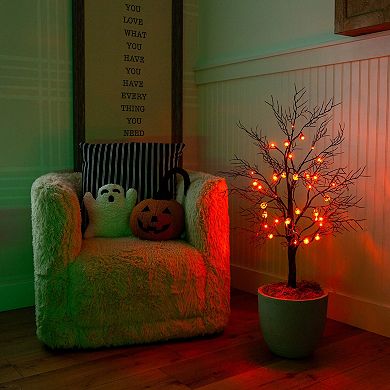 nearly natural 3-ft. Pre-Lit Artificial Halloween Twig Tree with 18 LED Pumpkin Lights