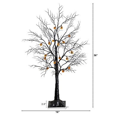 nearly natural 3-ft. Pre-Lit Artificial Halloween Twig Tree with 18 LED Pumpkin Lights