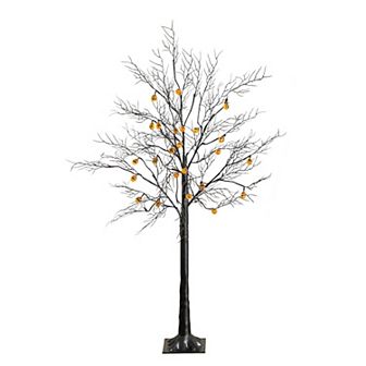 nearly natural 4-ft. Pre-Lit Artificial Halloween Twig Tree with 24 LED Pumpkin Lights