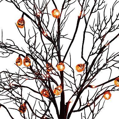 nearly natural 4-ft. Pre-Lit Artificial Halloween Twig Tree with 24 LED Pumpkin Lights