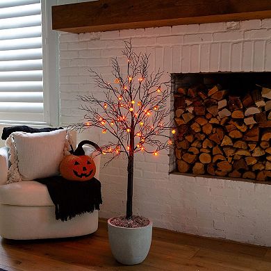 nearly natural 4-ft. Pre-Lit Artificial Halloween Twig Tree with 24 LED Pumpkin Lights
