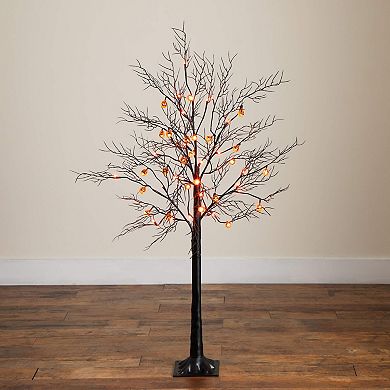 nearly natural 4-ft. Pre-Lit Artificial Halloween Twig Tree with 24 LED Pumpkin Lights