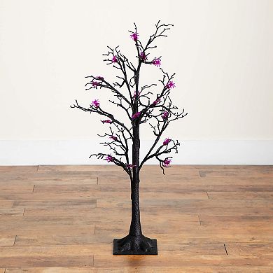 nearly natural 3-ft. Pre-Lit Artificial Halloween Spider Twig Tree with LED Lights