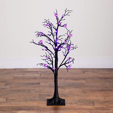 nearly natural 3-ft. Pre-Lit Artificial Halloween Spider Twig Tree with LED Lights