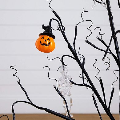 nearly natural 3-ft. Pre-Lit Artificial Halloween Pumpkin & Skull Ornament Tree