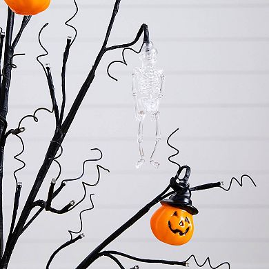 nearly natural 3-ft. Pre-Lit Artificial Halloween Pumpkin & Skull Ornament Tree