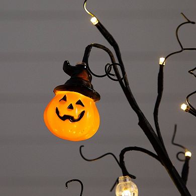 nearly natural 3-ft. Pre-Lit Artificial Halloween Pumpkin & Skull Ornament Tree