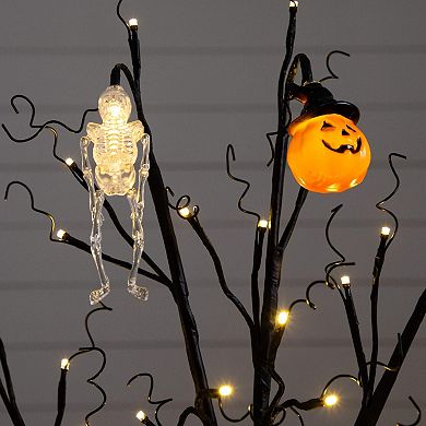 nearly natural 3-ft. Pre-Lit Artificial Halloween Pumpkin & Skull Ornament Tree