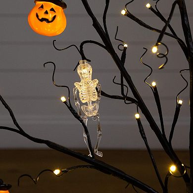 nearly natural 3-ft. Pre-Lit Artificial Halloween Pumpkin & Skull Ornament Tree