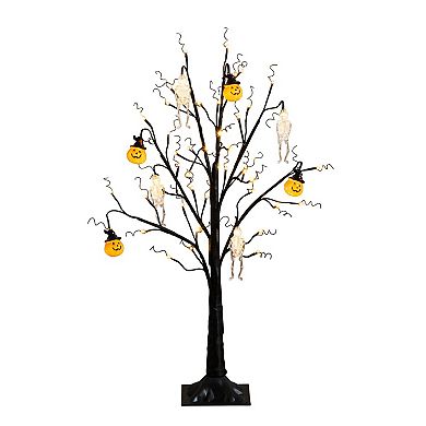 nearly natural 3-ft. Pre-Lit Artificial Halloween Pumpkin & Skull Ornament Tree