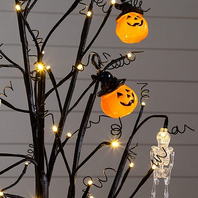 nearly natural 4-ft. Pre-Lit Artificial Halloween Pumpkin & Skull Ornament Tree