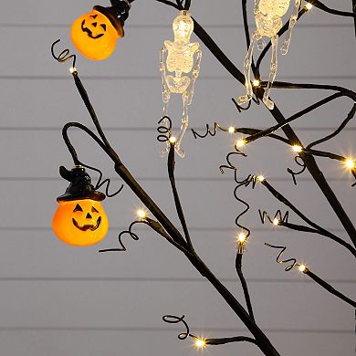 nearly natural 4-ft. Pre-Lit Artificial Halloween Pumpkin & Skull Ornament Tree