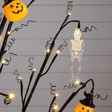 nearly natural 4-ft. Pre-Lit Artificial Halloween Pumpkin & Skull Ornament Tree