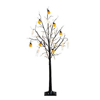 nearly natural 5-ft. Pre-Lit Artificial Halloween Pumpkins & Skulls Ornament Tree