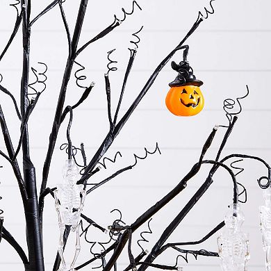 nearly natural 5-ft. Pre-Lit Artificial Halloween Pumpkins & Skulls Ornament Tree