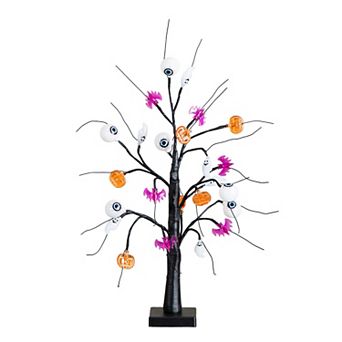 nearly natural 2-ft. Pre-Lit Artificial Halloween Eyeballs, Ghosts, Bats & Pumpkins Tree