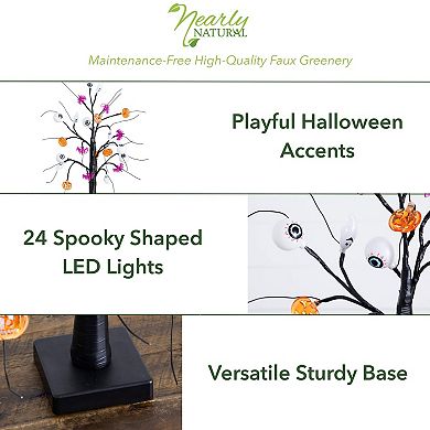 nearly natural 2-ft. Pre-Lit Artificial Halloween Eyeballs, Ghosts, Bats & Pumpkins Tree