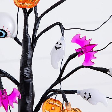 nearly natural 2-ft. Pre-Lit Artificial Halloween Eyeballs, Ghosts, Bats & Pumpkins Tree