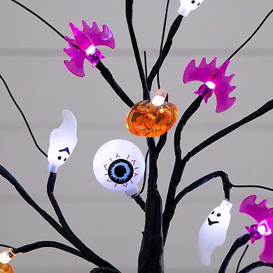 nearly natural 2-ft. Pre-Lit Artificial Halloween Eyeballs, Ghosts, Bats & Pumpkins Tree